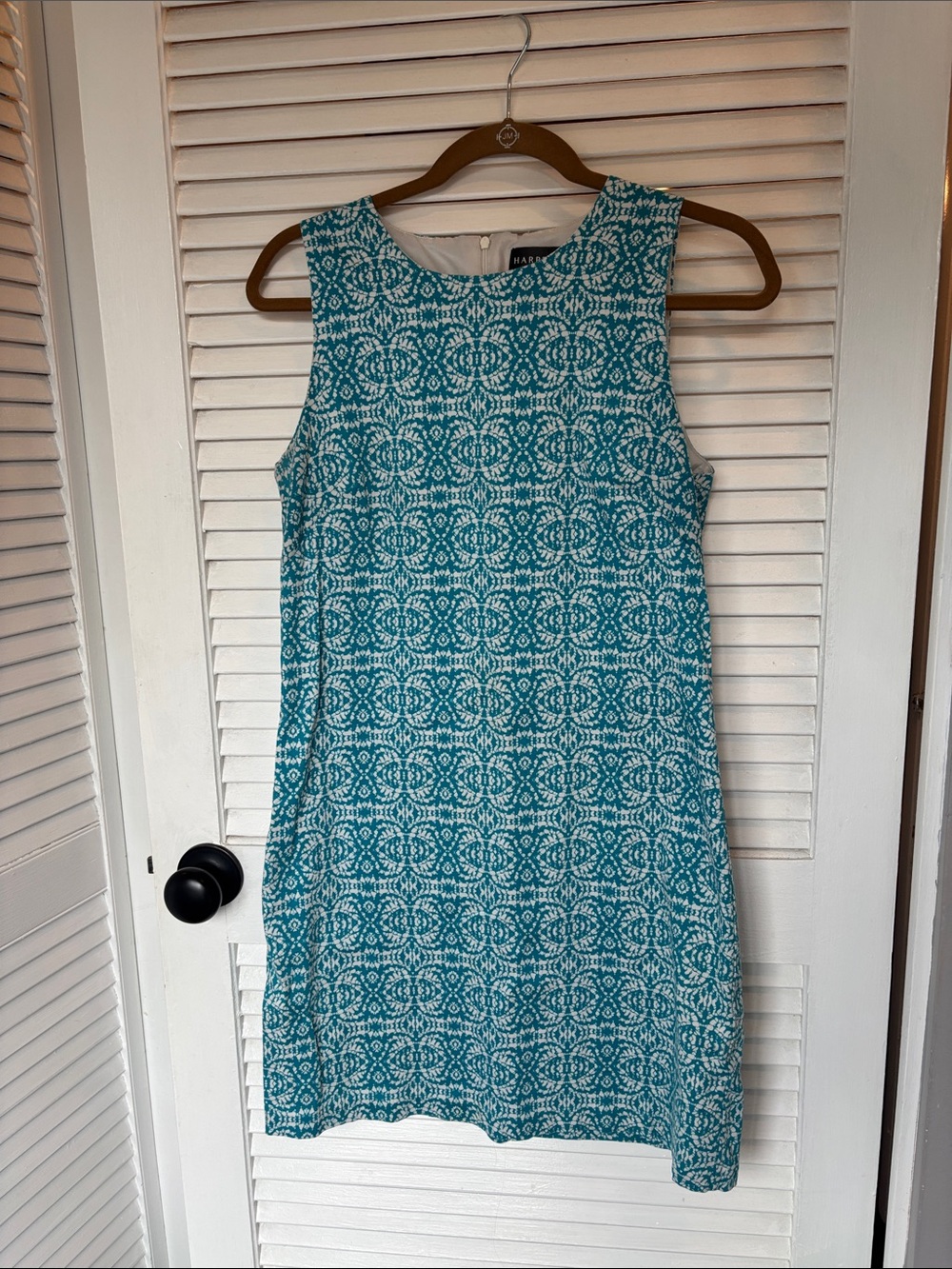 Harper 241 Turquoise and White Sleeveless Mini Sheath Dress